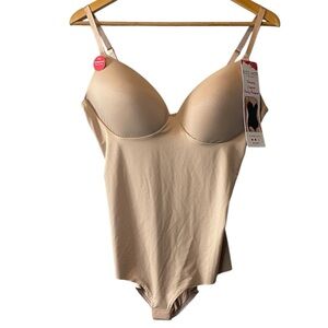 Spanx Red Hot Shaping Cupped Panty Bodysuit NWT Women 1X Neutral Beige One Piece